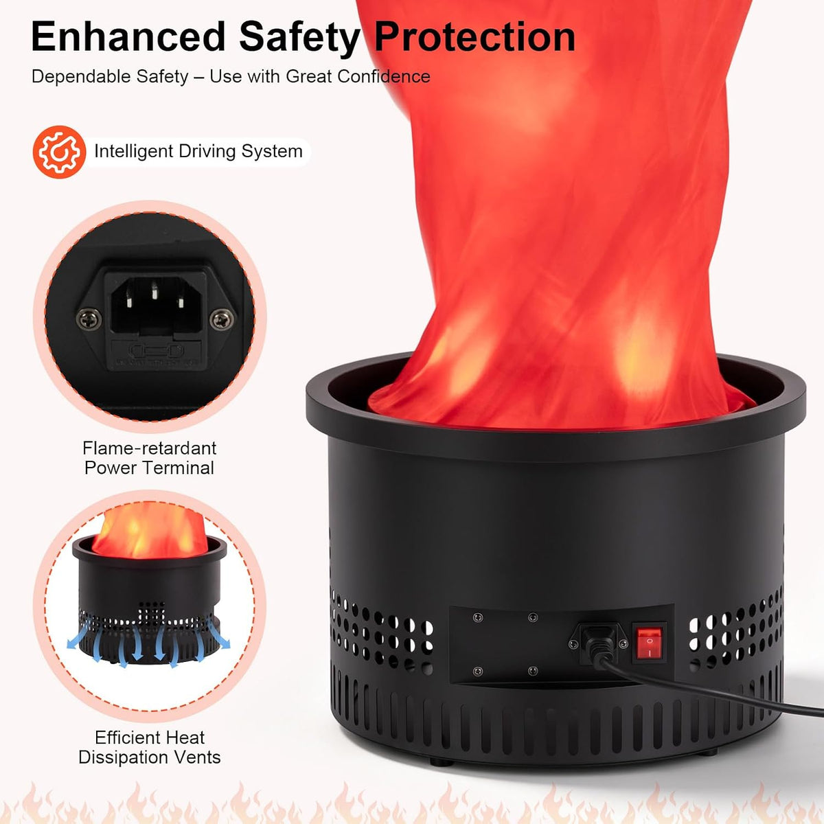 Flame Light 4.9ft Fake Fire Flame,Fake LED Campfire, Realistic Fake Fire Flame, Artificial Fake Fire Flames LED Beads, Atmosphere Effect Simulated Campfire Light (Roundness)