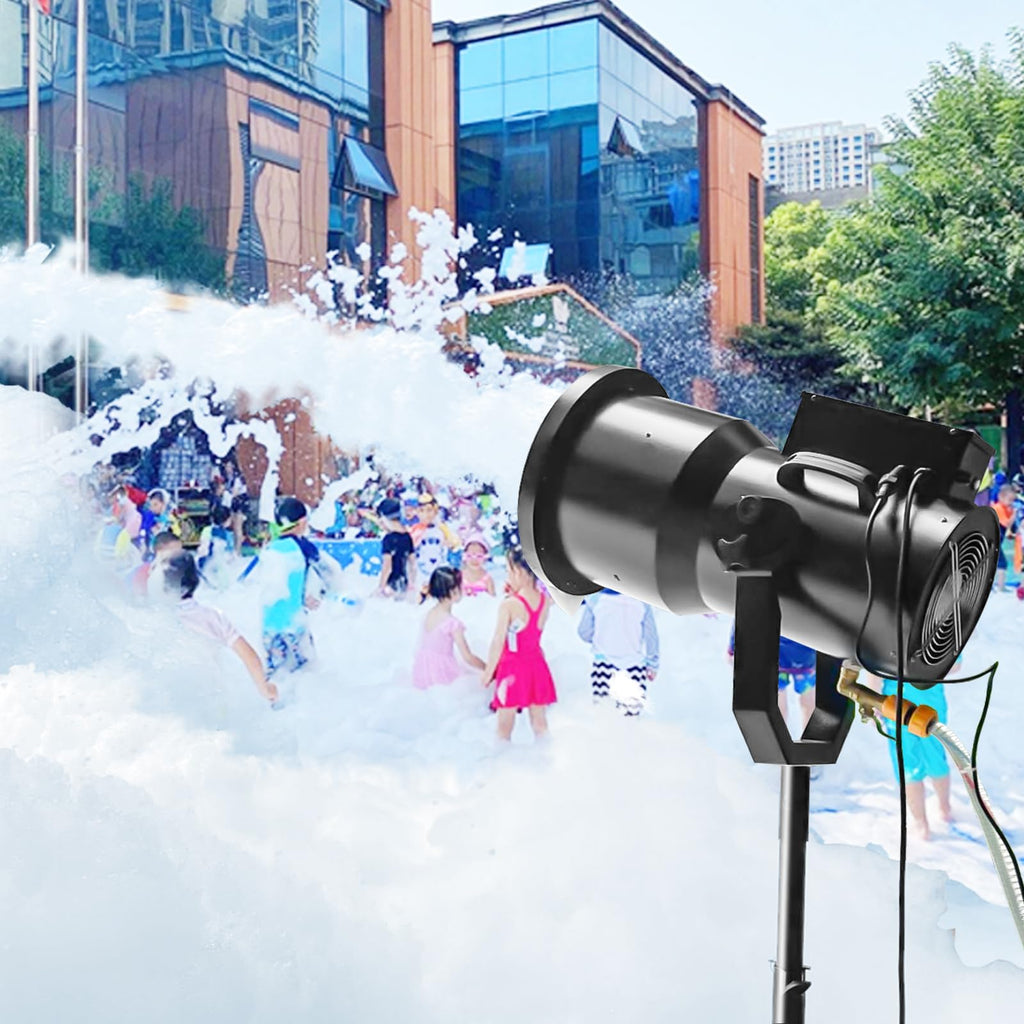 Foam Machine for Party with Fully Automatic Head Swing & Adjustable Height, Party Foam Machine with 9 LED Lights, Foam Cannon for Garden, Pool, Indoor, Birthdays, Celebrations, and Backyard Events