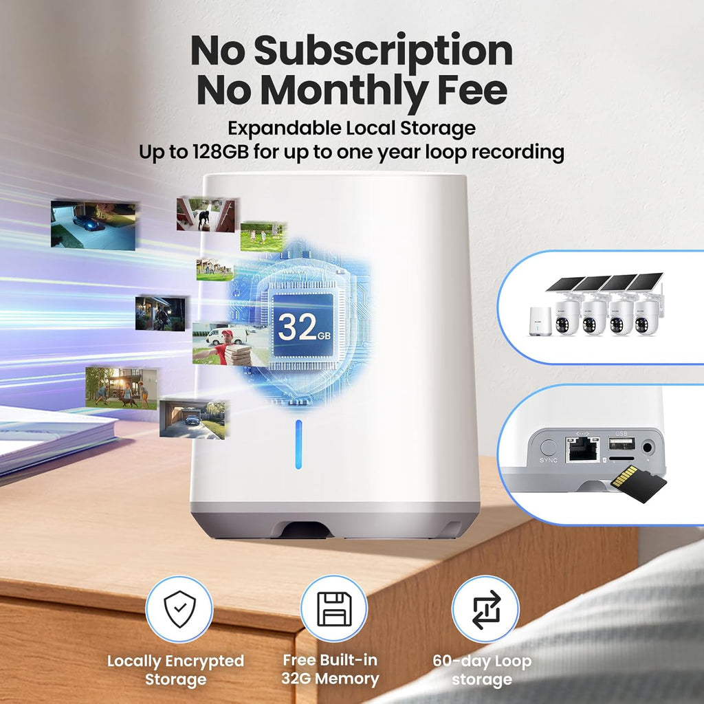 SOLIOM 5MP Security Cameras Wireless Outdoor, No Subscription, 4-Cam Kit