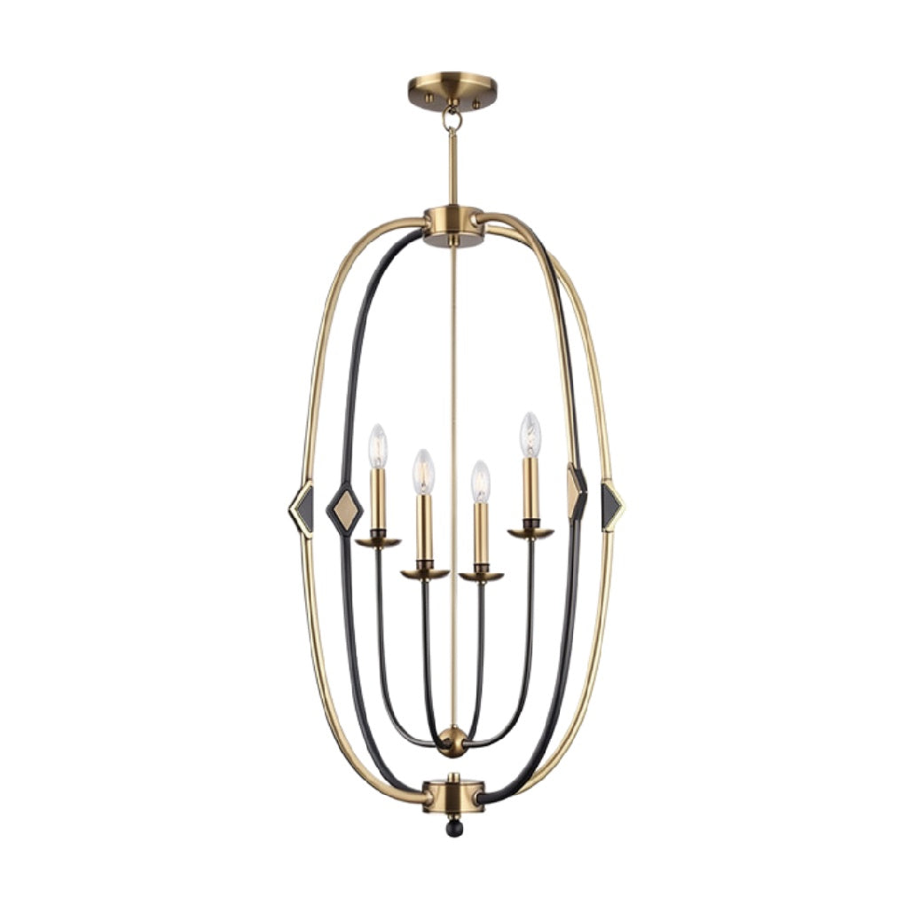 Technische titel: "Moderne Hanglamp met Gouden en Zwarte Accenten - 5 Lichten"