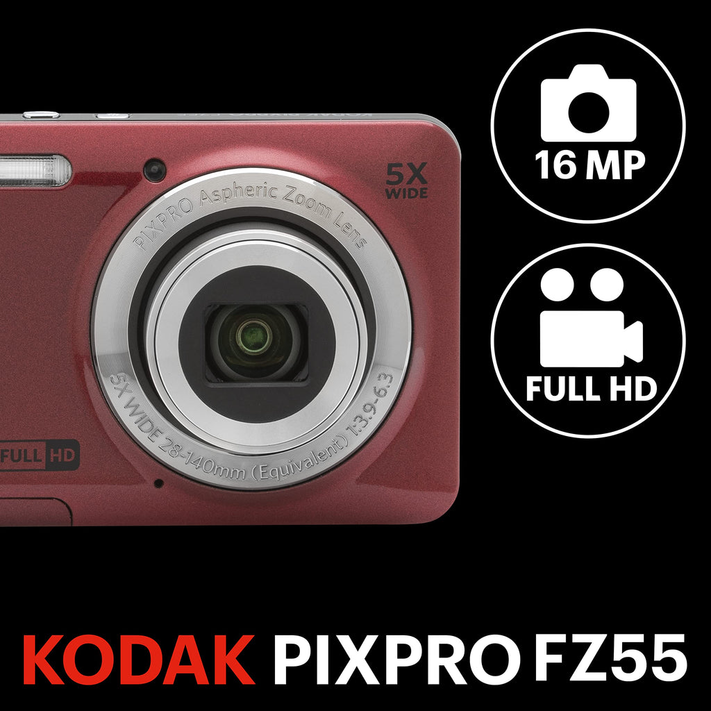 KODAK PIXPRO FZ55 16MP Compact Digital Camera, 5X Optical Zoom, Blue