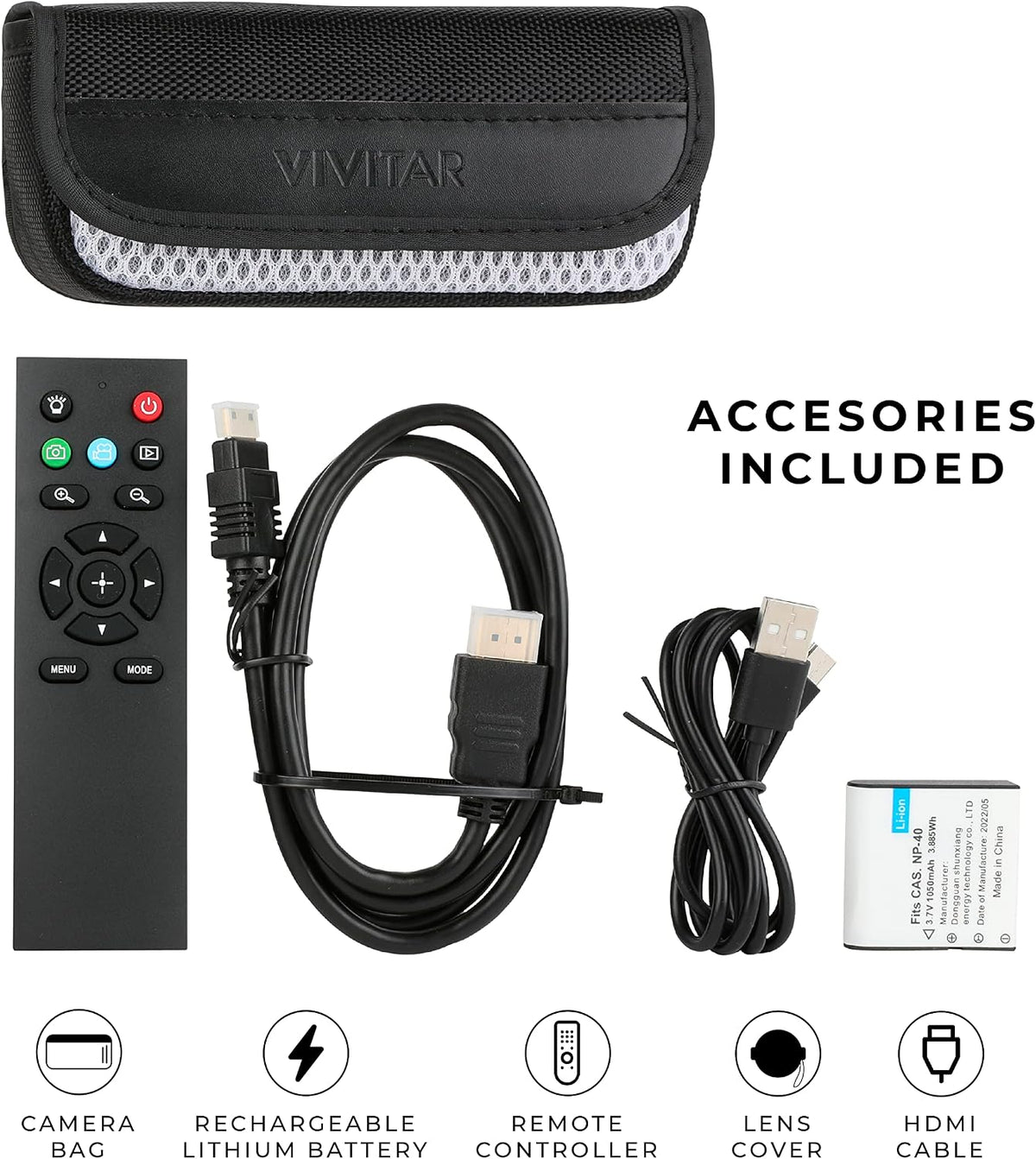 Vivitar 4K Video Camera, Wi-Fi Ultra HD Camcorder with 18x Digital Zoom, 3â IPS Touchscreen Video Recorder with Night Vision, Vlogging Camera with 3.5mm Microphone Jack, Rechargeable, SD Card Slot