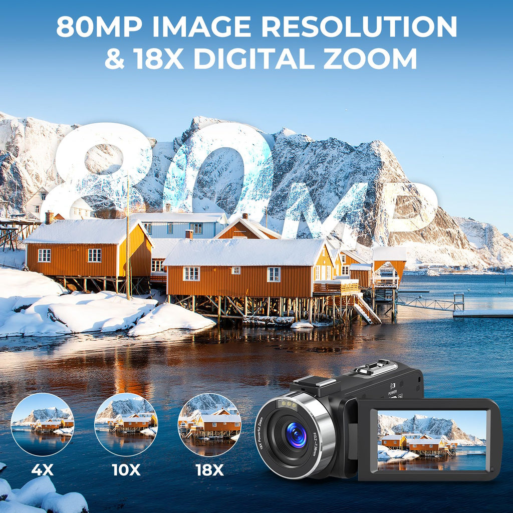 4K HD 80MP Camcorder Video Camera Vlogging Camera for YouTube