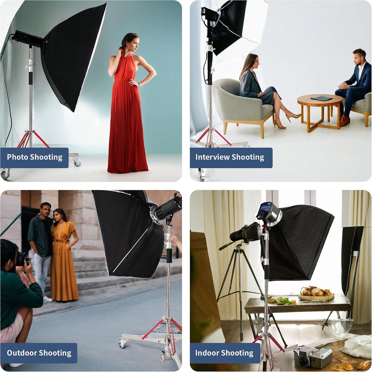 Kate 2Pcs Heavy Duty 10.8ft Light Stand with Casters for Softbox, Monolight