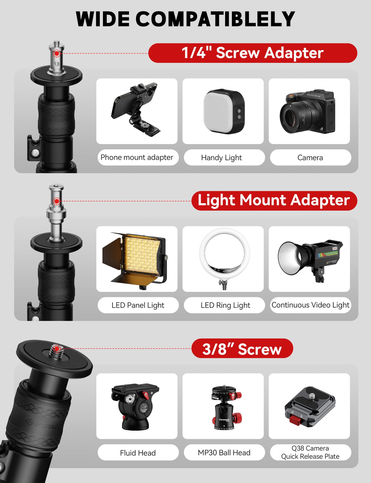 IFOOTAGE RB-A400 Round Base Light Stand Monopod 79" 2 Pack