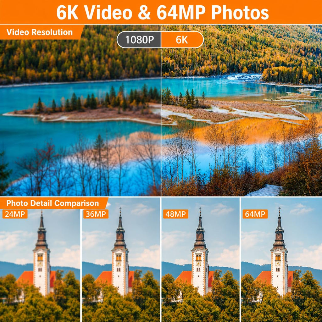 8K Video Camera, 48MP Vlogging Camcorder With IR Night Vision for Youtubers
