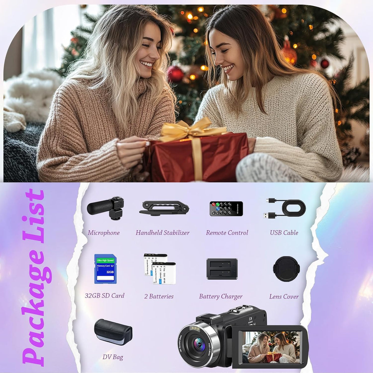 4K HD 80MP Camcorder Video Camera Vlogging Camera for YouTube