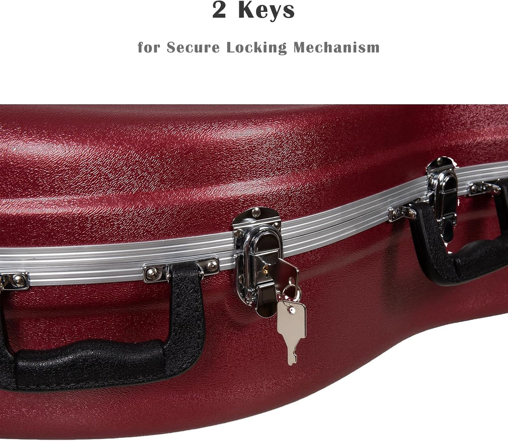 Crossrock ABS Cello Case for 4/4 & 3/4 Size | Wine Red Velvet Interior, Molded Hardshell with Wheels, Lock, Dual Bow Holders & Backpack Straps-Dark Red (CRA862CEFDR)