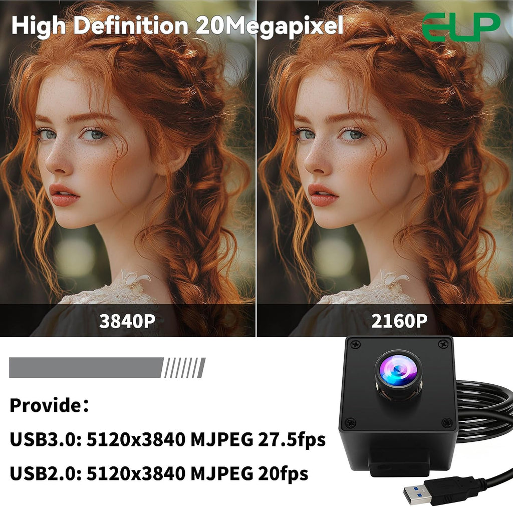 ELP 20MP Autofocus USB Security Camera, High Speed USB3.0 Wide Angle Webcam