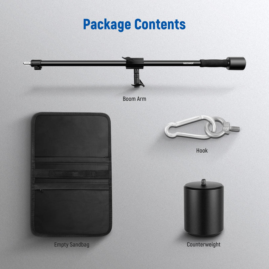 Neewer 2-in-1 Photography Light Stand, Aluminum Alloy 9.7ft Heavy Duty Tripod Stand with 3.8ft Boom Arm and Empty Sandbag for Video Light, Strobe, Reflector, Softbox for Studio Photo Video Shooting
