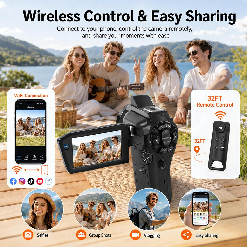 Vlogging Camera with Picture-in-Picture, WiFi Flip Screen, 8K Creator Kit