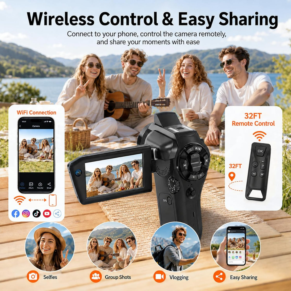 Vlogging Camera with Picture-in-Picture, WiFi Flip Screen, 8K Creator Kit
