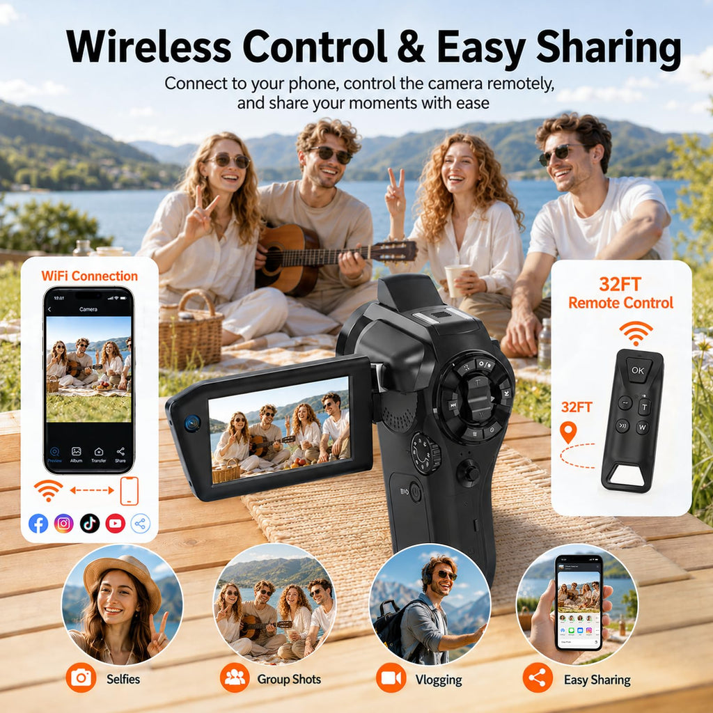 Vlogging Camera with Picture-in-Picture, WiFi Flip Screen, 8K Creator Kit