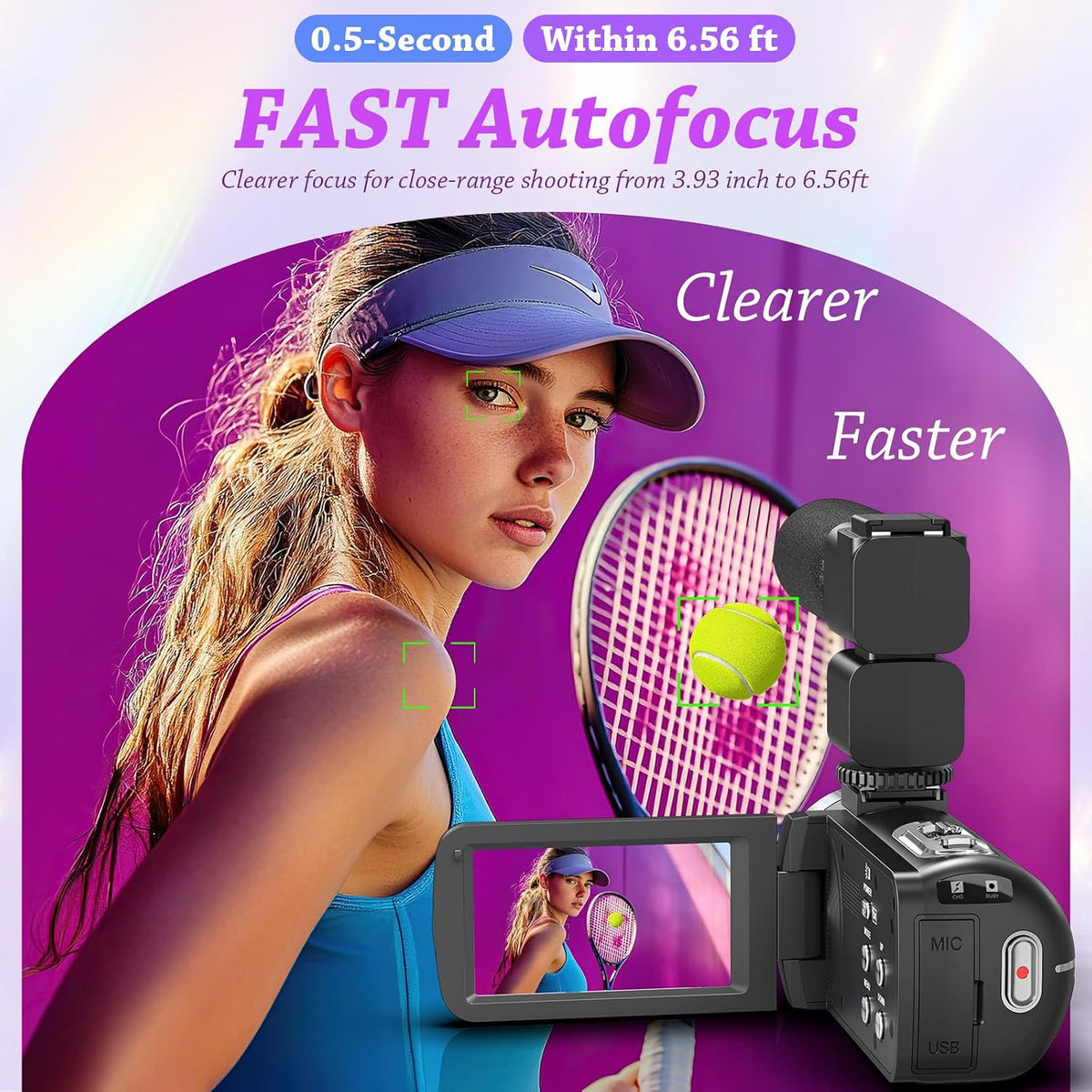 4K HD 80MP Camcorder Video Camera Vlogging Camera for YouTube