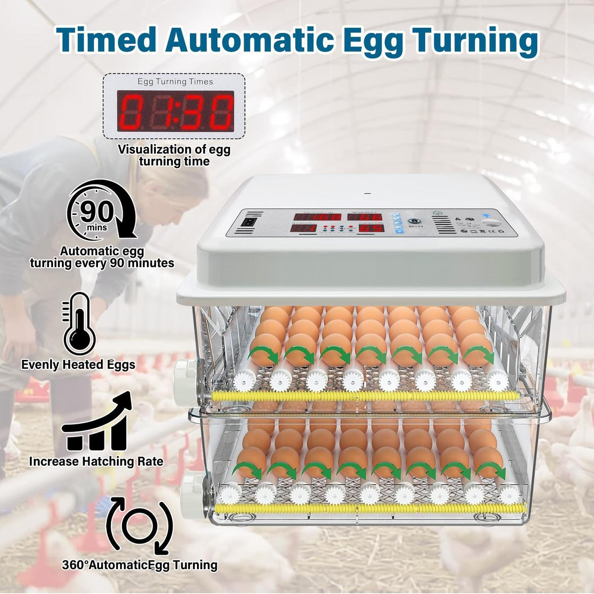 New 216 Egg incubators for Hatching Eggs with Automatic Turning
