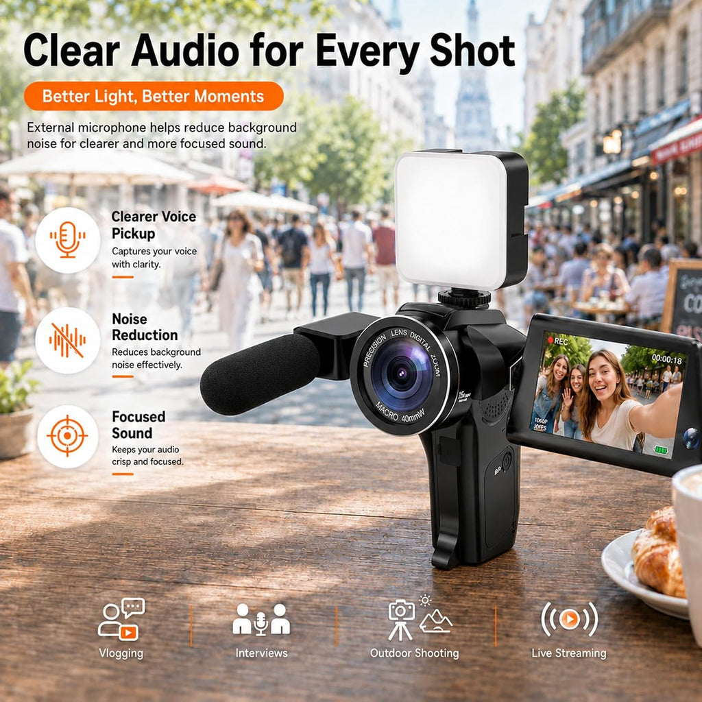 Vlogging Camera with Picture-in-Picture, WiFi Flip Screen, 8K Creator Kit