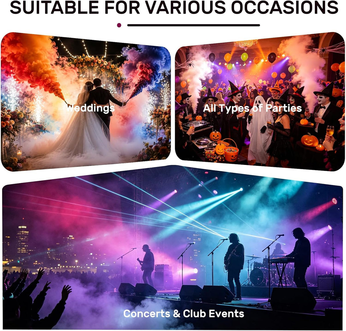 Handheld Fog Machine, Portable Smoke Cannon with LED for Stage