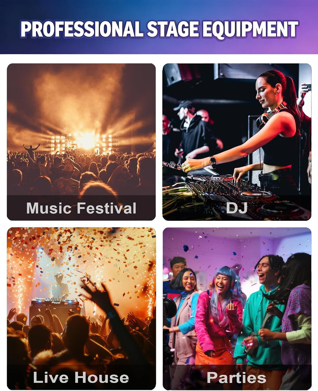 2Pack 750W 8.2-16ft Height Wedding Event Electronic Dual-motor Stage Light Machine with Case DMX Remote Control Stage Equipment System for Wedding, Party, Shows, Events(Not Include Material)