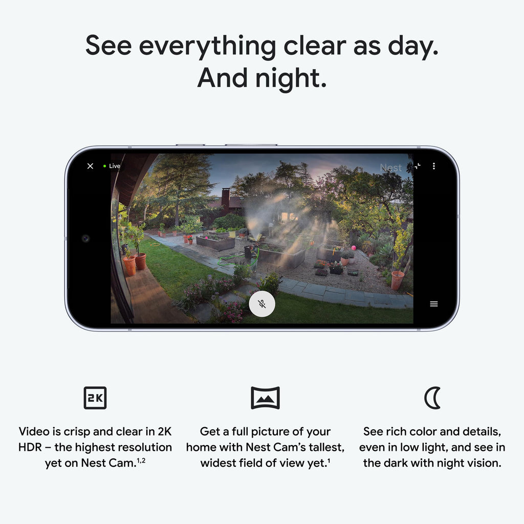 Google Nest Cam Outdoor (Wired, 2nd Gen) - Security Camera - Snow - 2 Pack