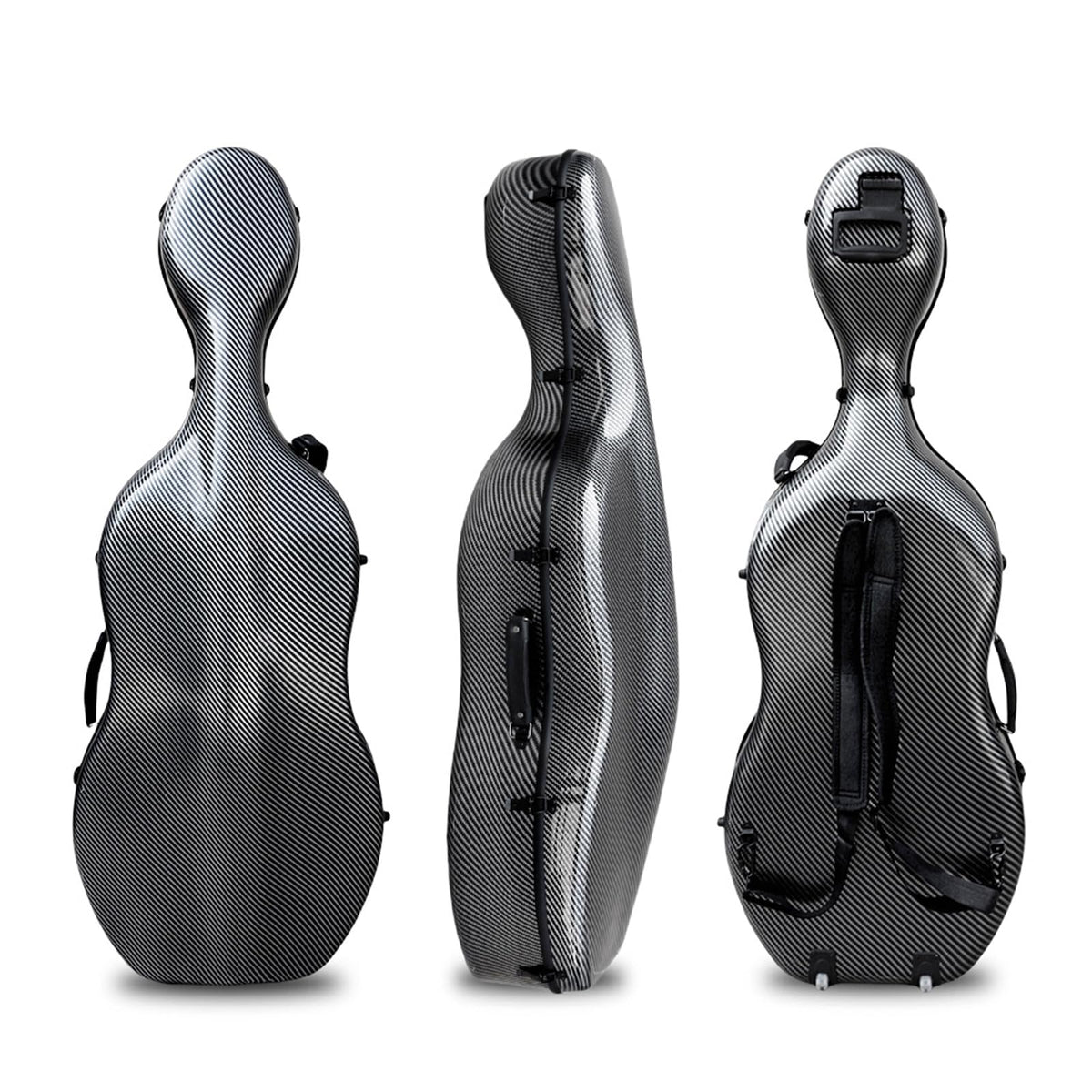 Vetimobato Carbon Fiber Cello Case 4/4 Full Size Strong & Ultralight Hard Shell Travel Case with Built-in Handle Wheels Backpack Straps Bow Holders Cello Box for Professional Cellists (Dark Green)