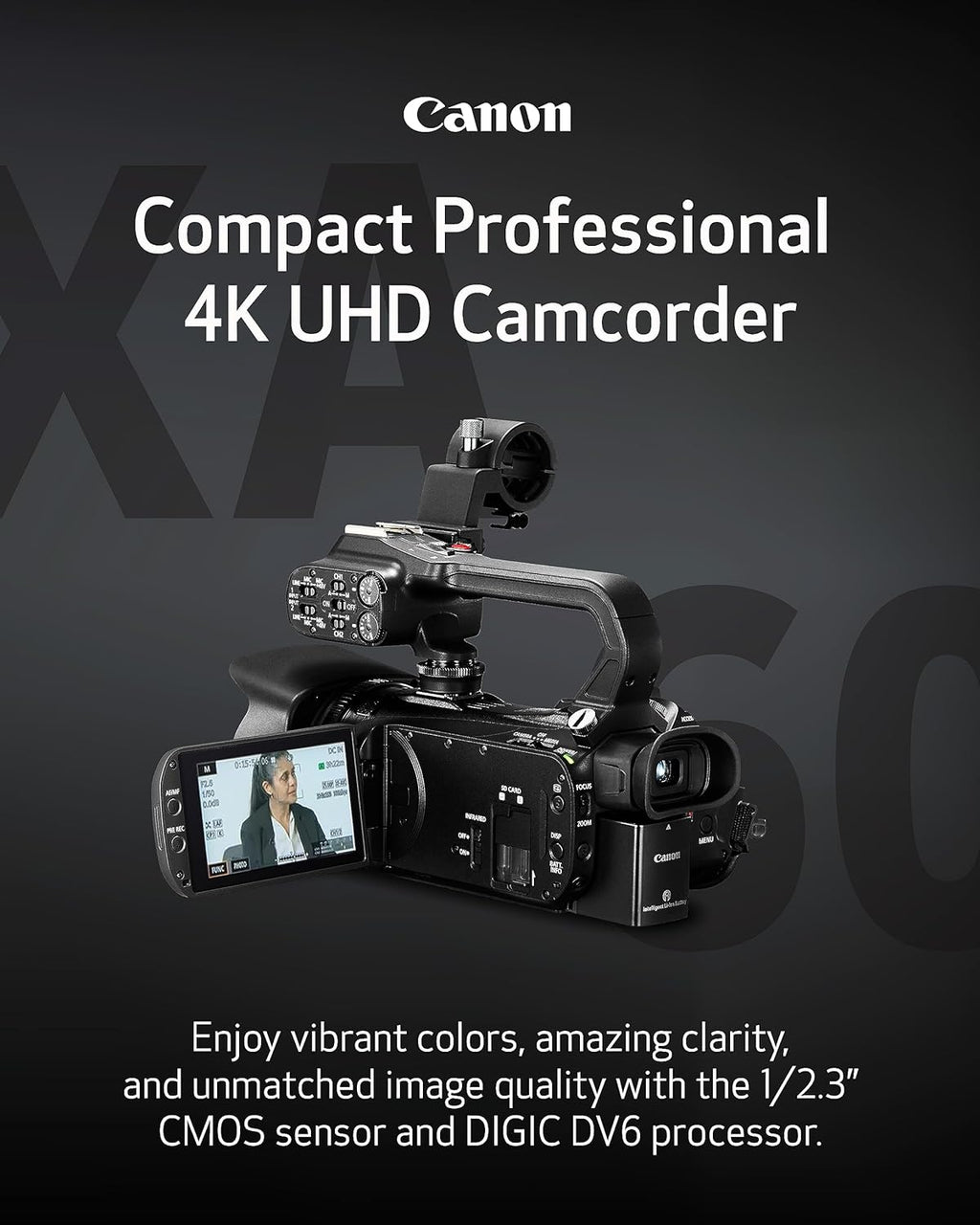 Canon XA60 Professional UHD 4K Camcorder Lens Kit (Black)