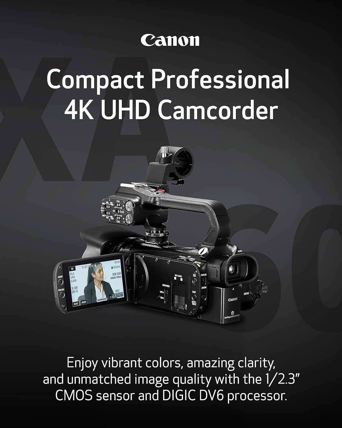 Canon XA60 Professional UHD 4K Camcorder Lens Kit (Black)