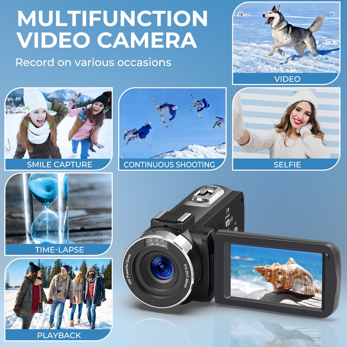 4K HD 80MP Camcorder Video Camera Vlogging Camera for YouTube