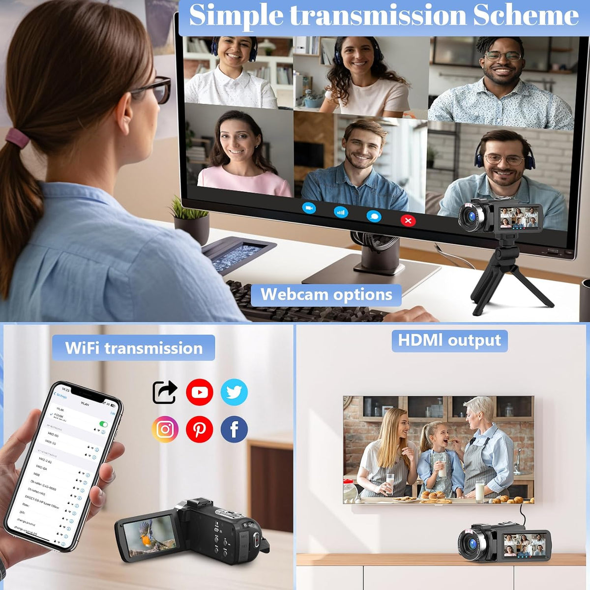 8K Video Camera 48MP UHD WiFi Vlogging Cameras for YouTube with 32GB Card