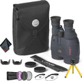 Canon 18x50 Image Stabilization All-Weather Binoculars - Bundle with Tulip Lens Hoods, Tripod + More