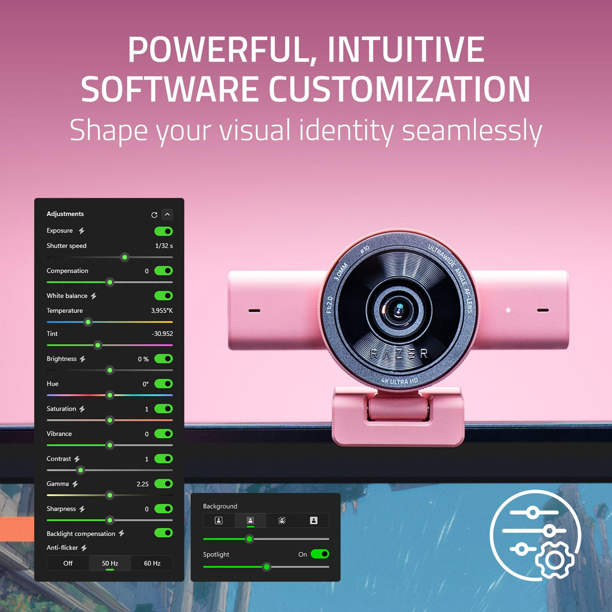 Razer Kiyo V2 Webcam for Streaming and Collaboration 4K 30Fps, Black