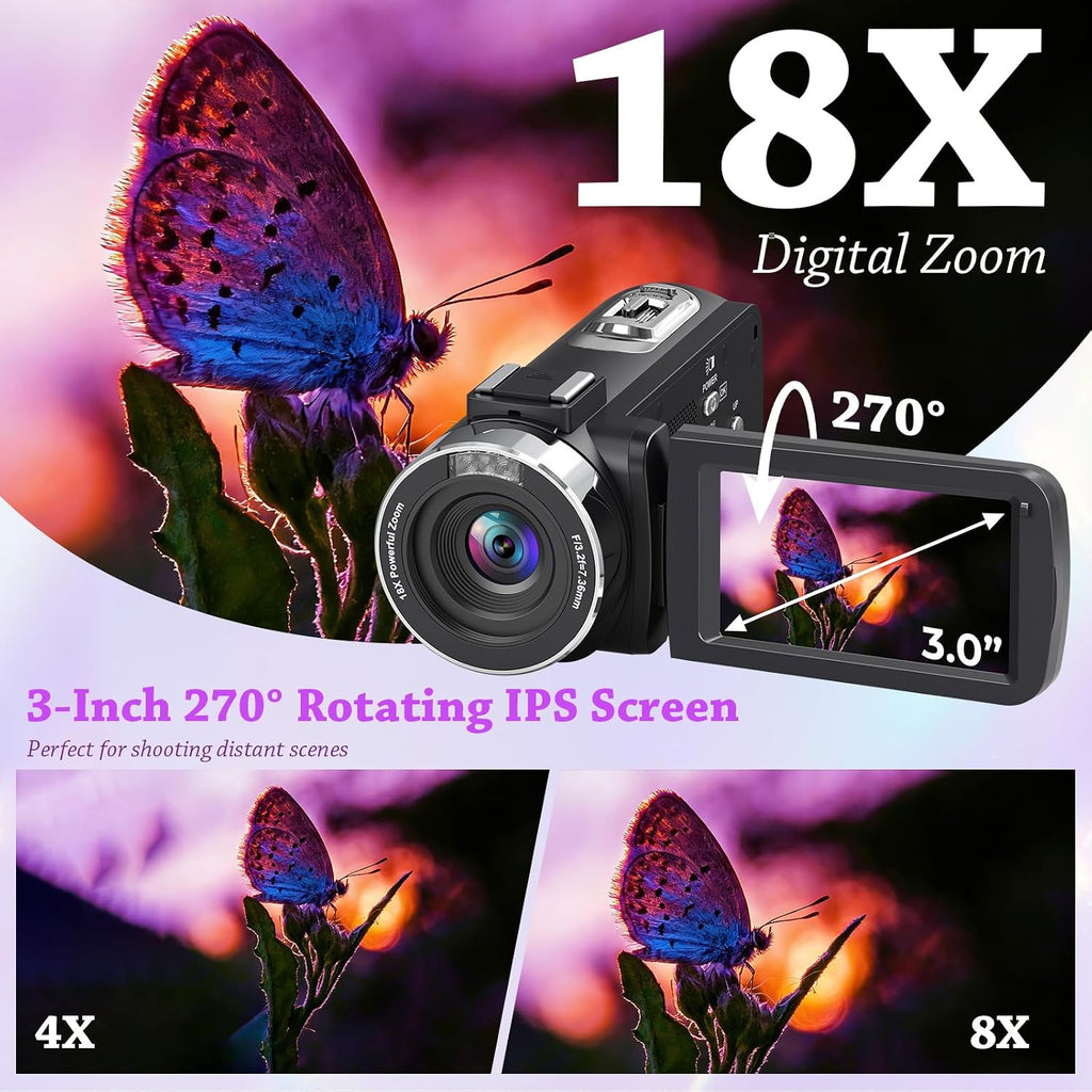 4K HD 80MP Camcorder Video Camera Vlogging Camera for YouTube
