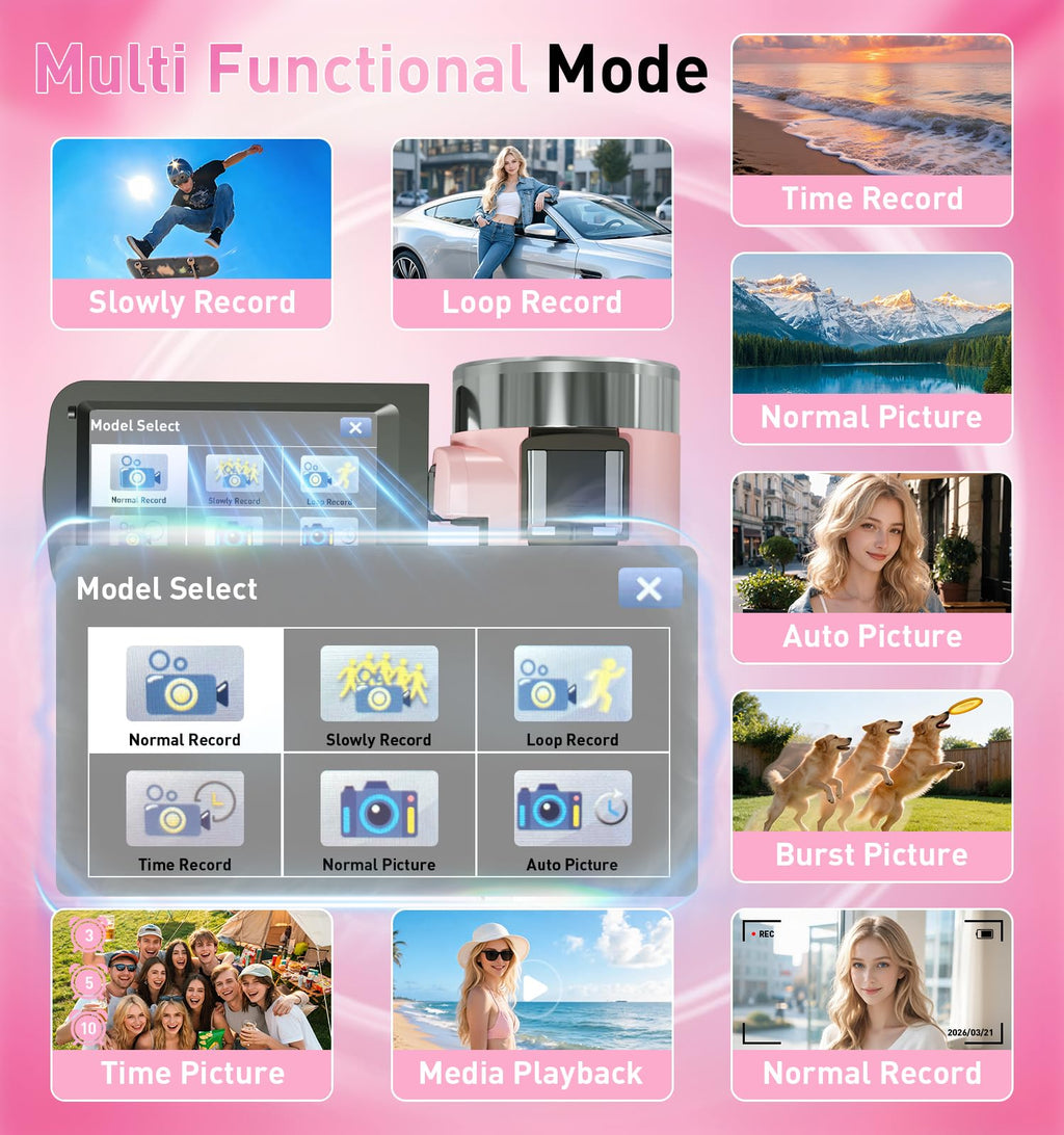 8K Video Camera Camcorder, 80MP AutoFocus WiFi Vlogging Camera for YouTube