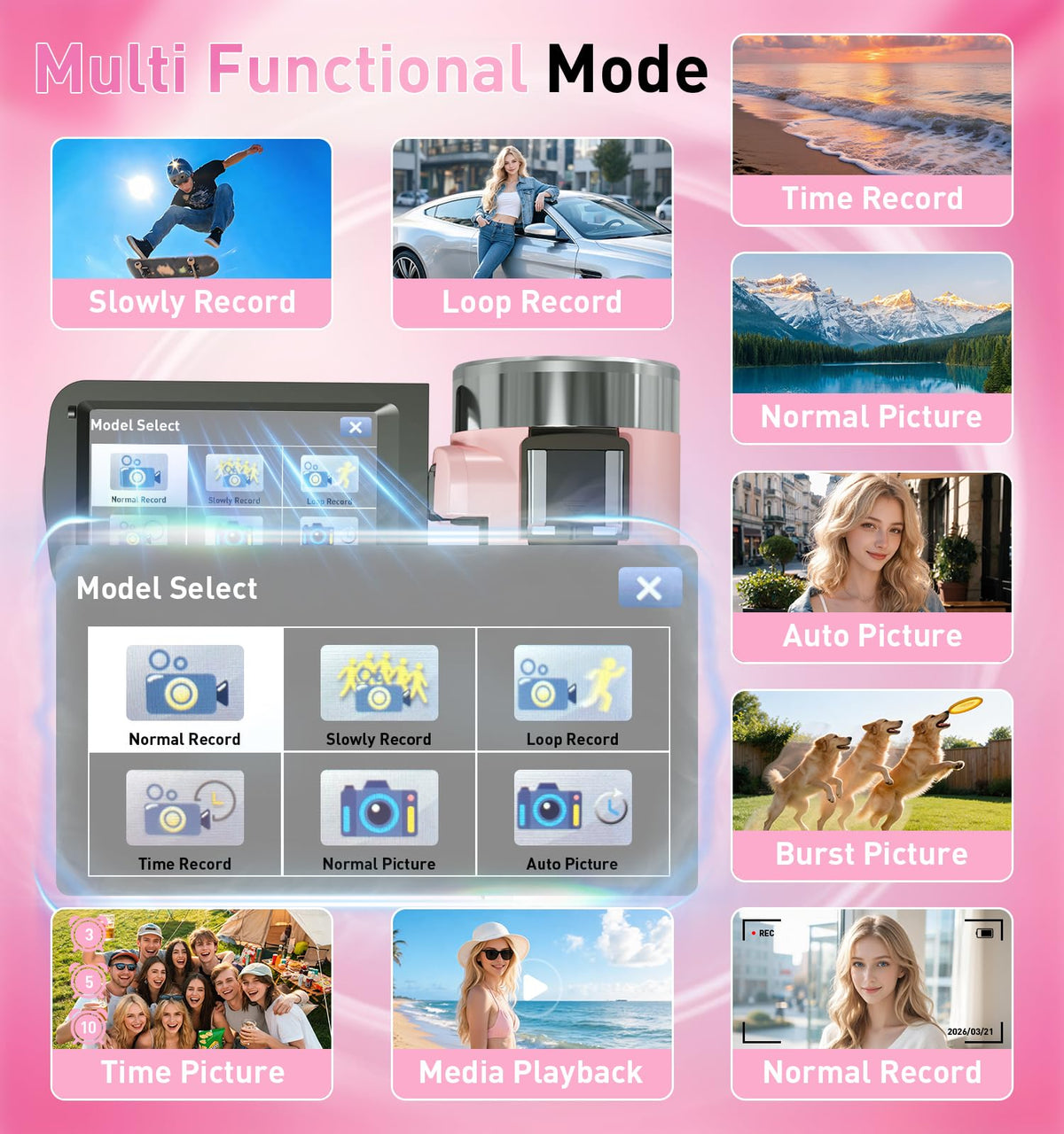 8K Video Camera Camcorder, 80MP AutoFocus WiFi Vlogging Camera for YouTube