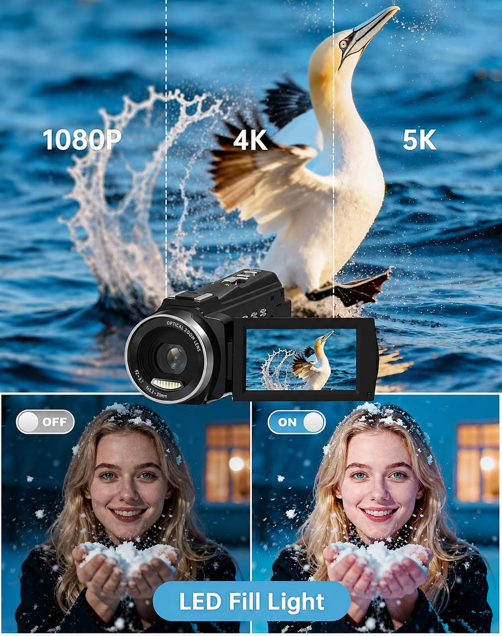 5K Video Camera Camcorder Digital Video Camera for YouTube
