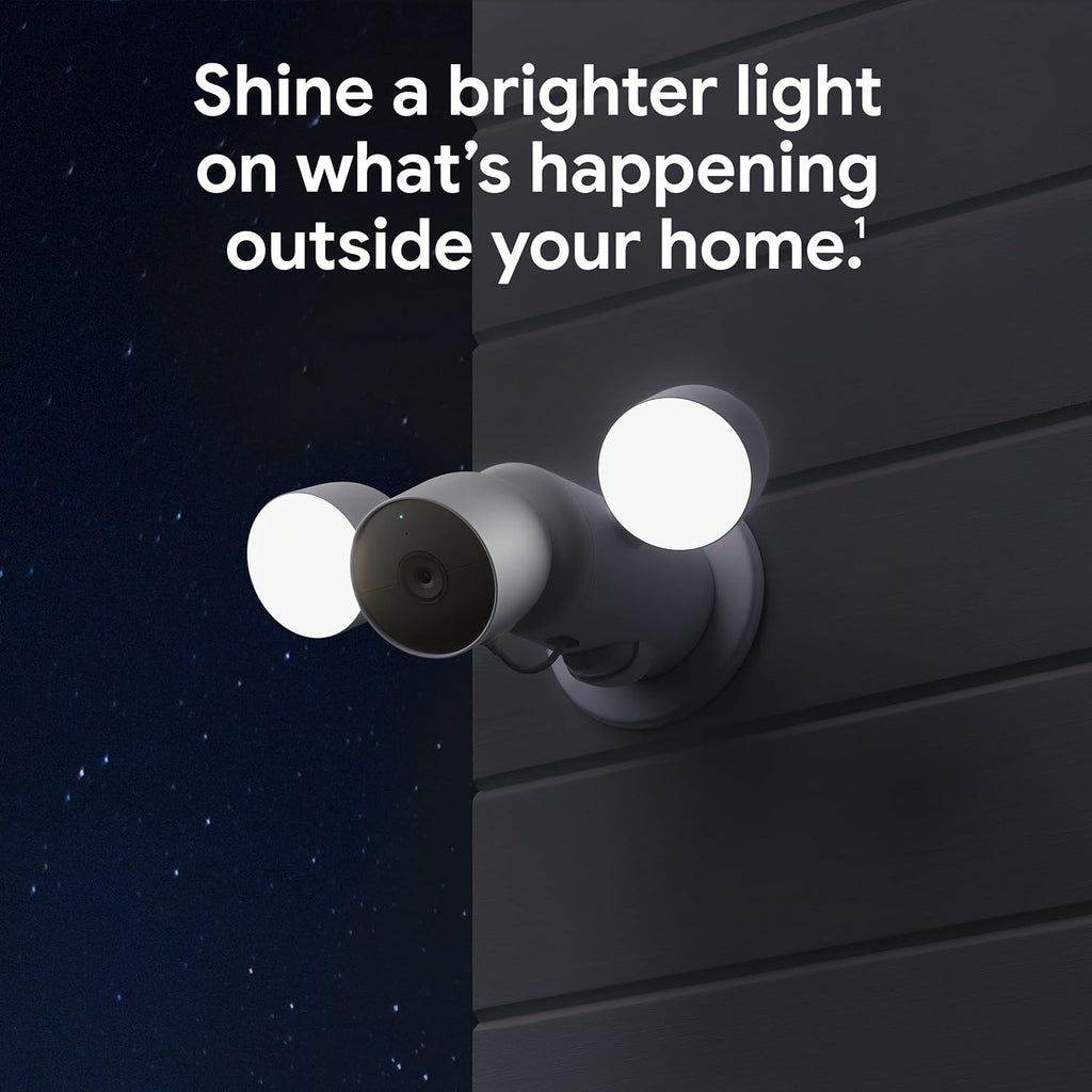 Google Nest Cam with Floodlight - Outdoor Camera - Floodlight Security Camera, White, 1 Count (Pack of 1)
