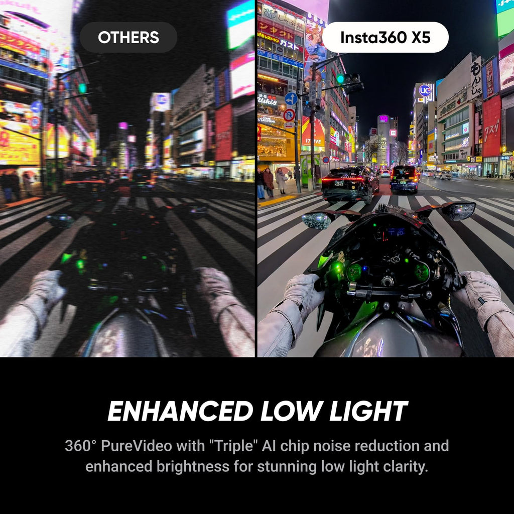 Insta360 X5 - Waterproof 8K 360Â° Action Camera, Leading Low Light, Invisible Selfie Stick Effect, Rugged and Replaceable Lens, 3-Hour Battery, Built-in Wind Guard, Stabilization, Triple AI Chip Design