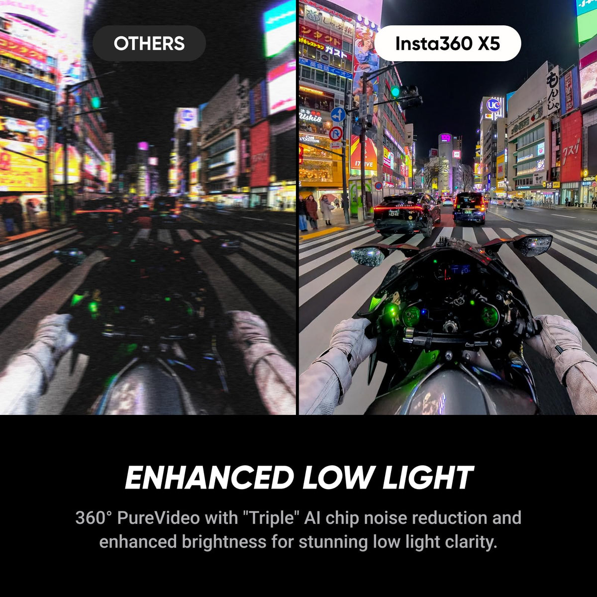 Insta360 X5 - Waterproof 8K 360Â° Action Camera, Leading Low Light, Invisible Selfie Stick Effect, Rugged and Replaceable Lens, 3-Hour Battery, Built-in Wind Guard, Stabilization, Triple AI Chip Design