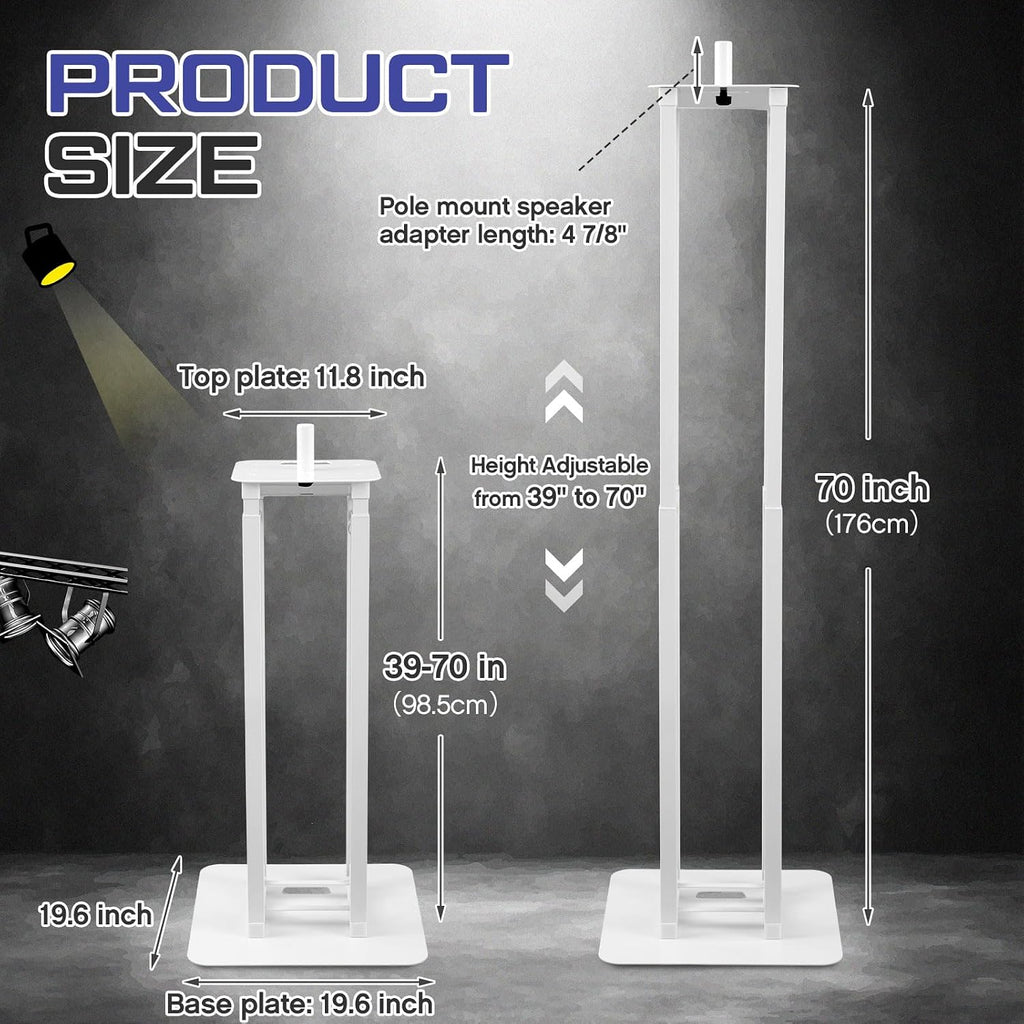 Cinnvoice 2 Set DJ Totem Light Stand Adjustable,3.3-5.8ft,White