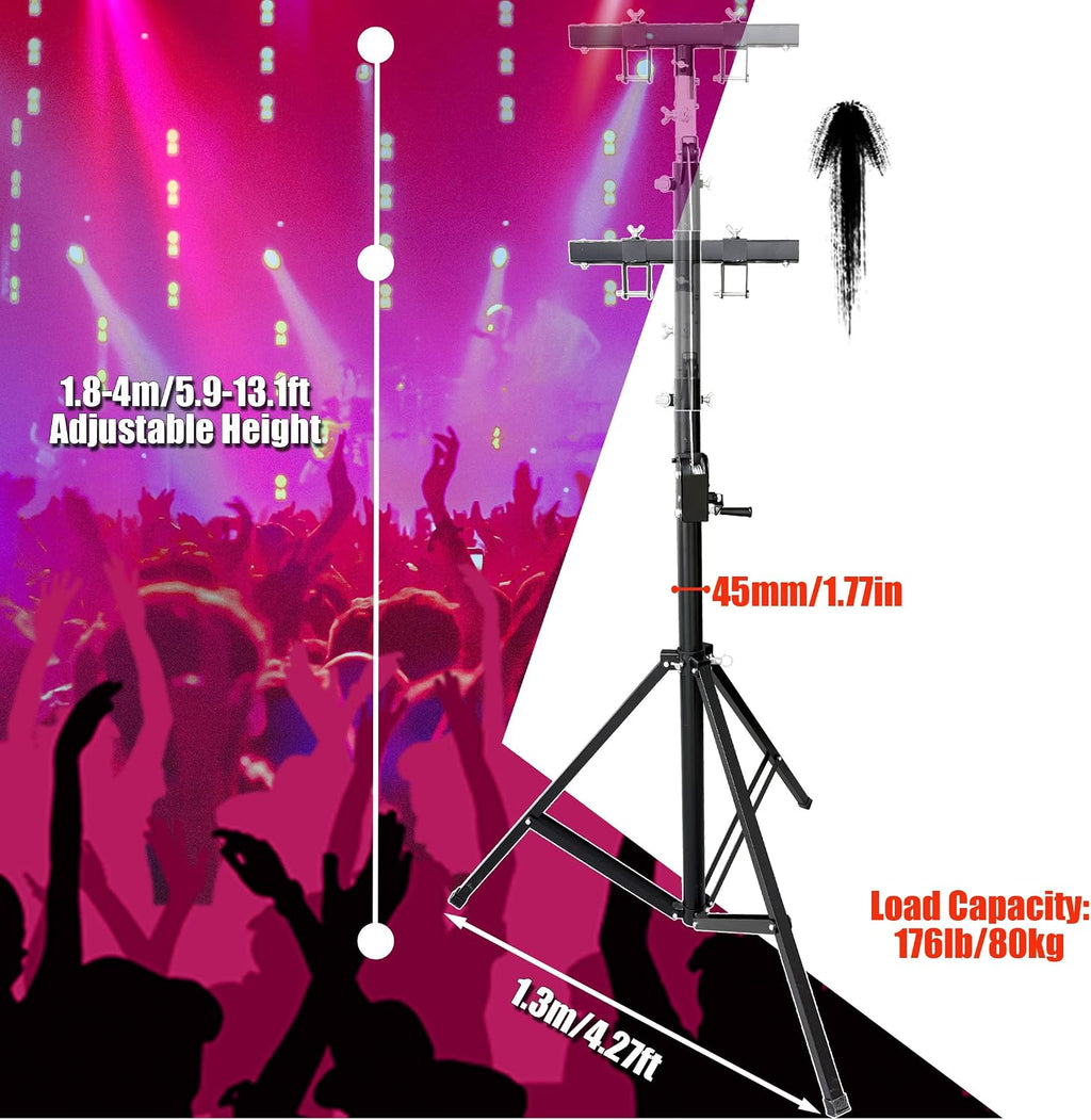 INTSUPERMAI Two (2) xTruss Lighting Crank Stand Light Trussing Stands Portable Crank Lighting Stand System T-Bars Triangle Truss 5.91-13.12in Height for Lighting Audio Stage Mounting
