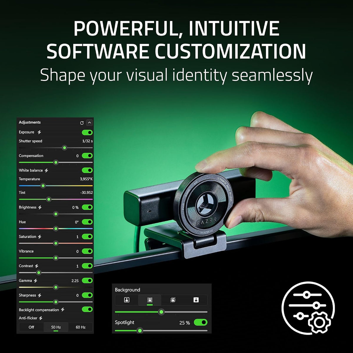 Razer Kiyo V2 Webcam for Streaming and Collaboration 4K 30Fps, Black
