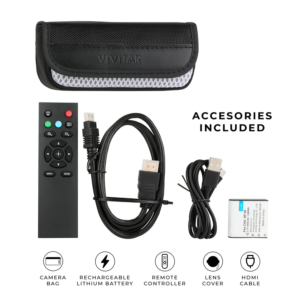 Vivitar 4K Video Camera, Wi-Fi Ultra HD Camcorder with 18x Digital Zoom, 3â IPS Touchscreen Video Recorder with Night Vision, Vlogging Camera with 3.5mm Microphone Jack, Rechargeable, SD Card Slot