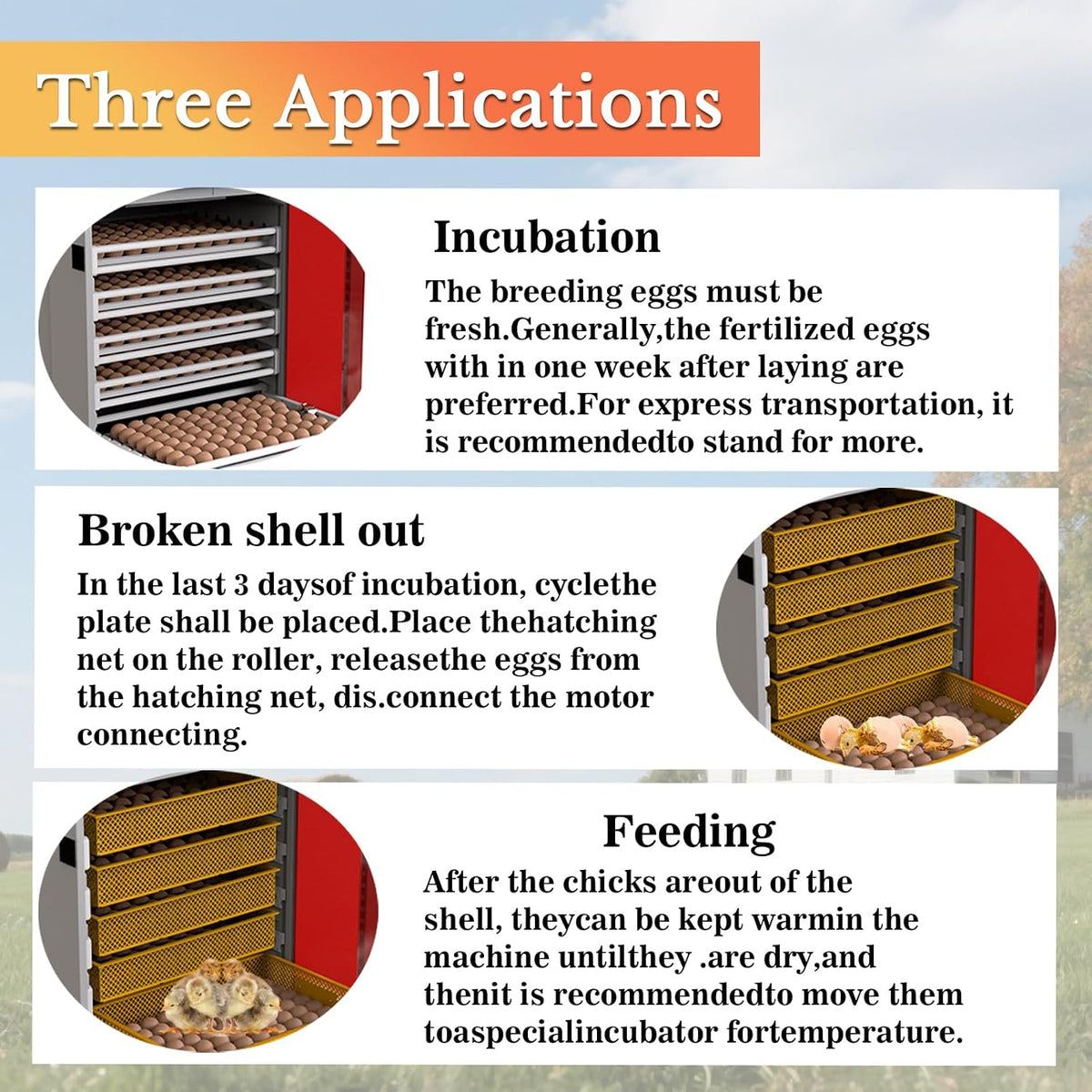 400 Eggs Incubator ï¼Automatic Incubator for Hatching Eggs, with Automatic Egg Turning and Temperature Humidity Control, Poultry Hatching Incubator for Chicken Duck Goose Quail Bird