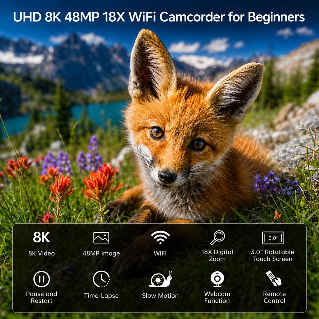 VETEK Video Camera, 1080P 30MP Camcorder IR Night Vision Vlogging Camera