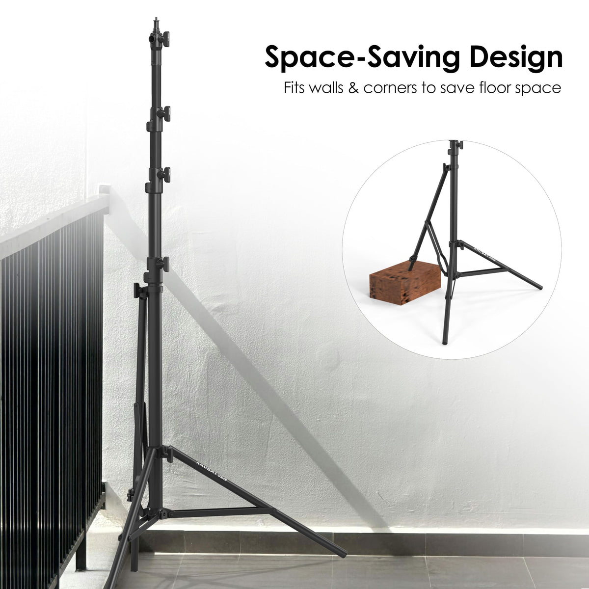 RAUBAY 10ft Corner Light Stand, Air Cushion, Silver, LT30-CS
