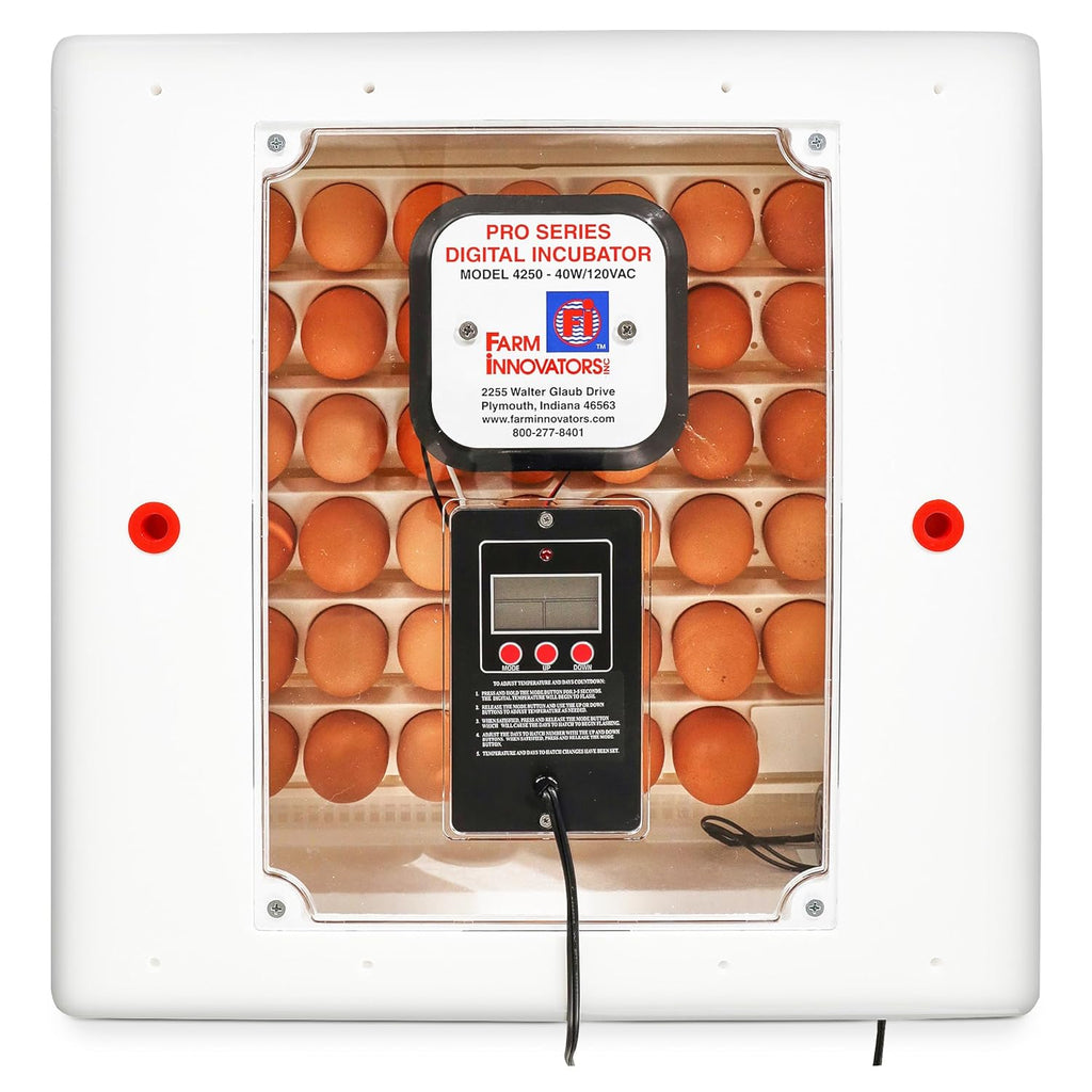 Farm Innovators 41 Egg Digital Circulated Air Incubator, Auto Turner, White