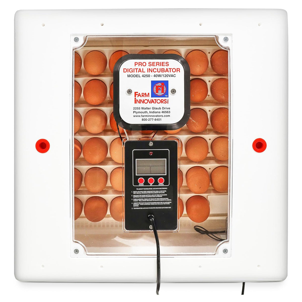 Farm Innovators 41 Egg Digital Circulated Air Incubator, Auto Turner, White