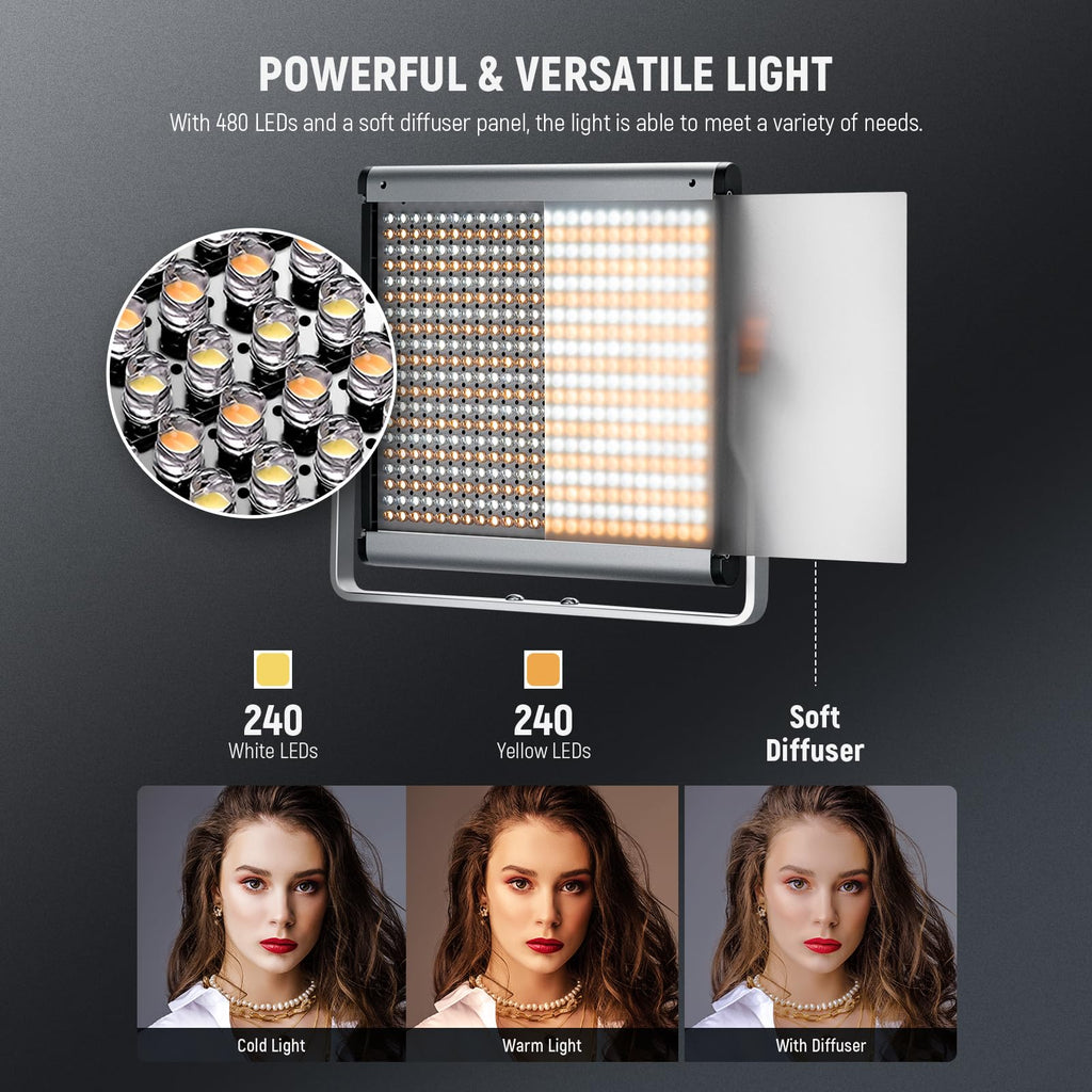NEEWER 660 PRO RGB LED Video Light with App Control/Barn Door/U Bracket