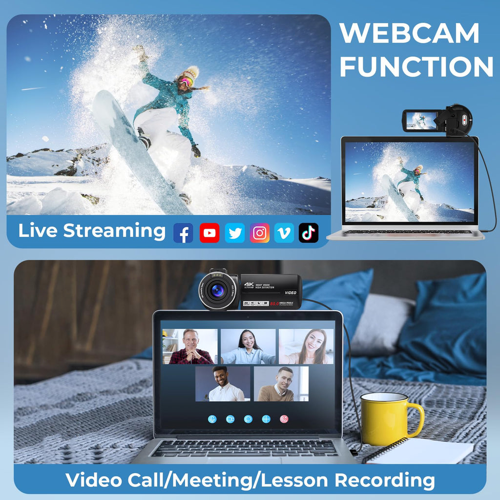 4K HD 80MP Camcorder Video Camera Vlogging Camera for YouTube