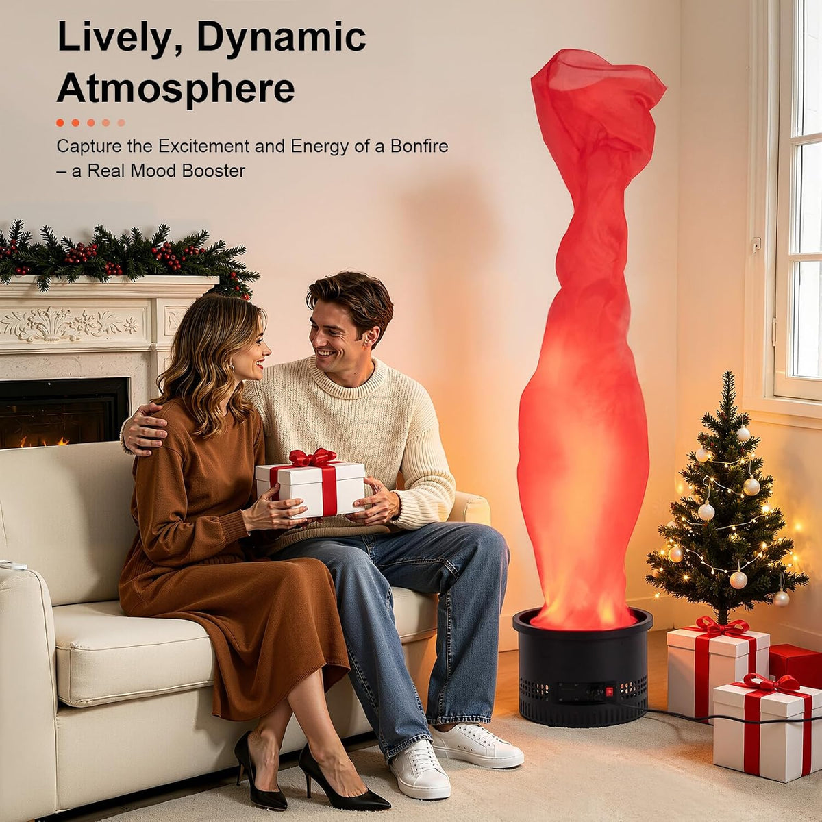Flame Light 4.9ft Fake Fire Flame,Fake LED Campfire, Realistic Fake Fire Flame, Artificial Fake Fire Flames LED Beads, Atmosphere Effect Simulated Campfire Light (Roundness)