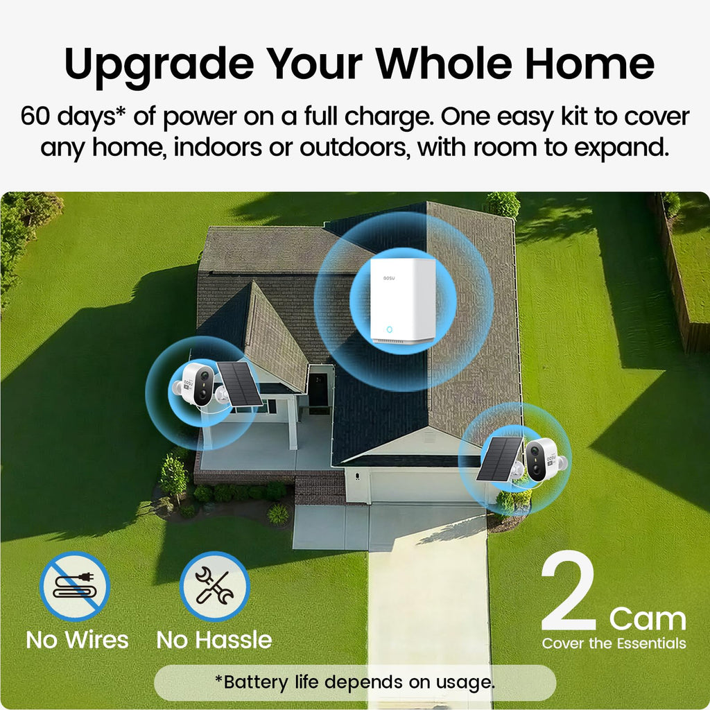 aosu 2K Solar Security Cameras Wireless Outdoor System, 4-Cam-Kit
